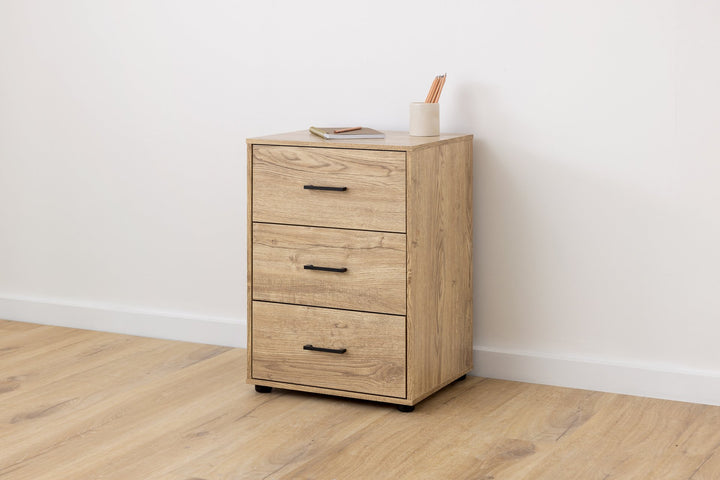 Macey 3 Drawer Pedestal Cabinet - Oak